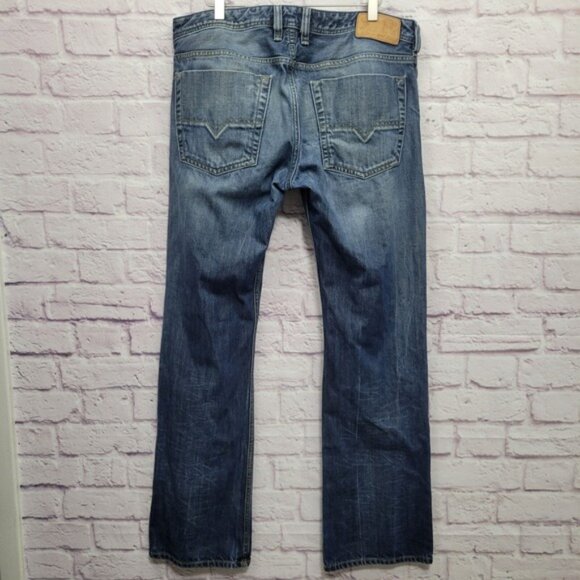 Diesel Zatiny Regular Bootcut Jeans 34x32 Fits 36x34 Distress Button Fly 0803M - Picture 7 of 10